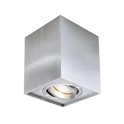 Luminaria de techo BENGALA SQUARE forma de cubo, ajustable GU10 IP20, plata cepillado regulable