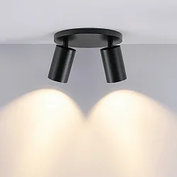 Luminaria de techo CAN TILT ROUND Ø 20CM de 2 llamas, redondo, giro cardánico GU10 IP20, negro