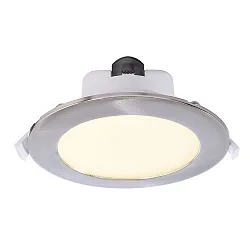 Luminaria empotrable para techos ACRUX 195 CCT Switch, con anillo decorativo IP20, plata, blanco regulable