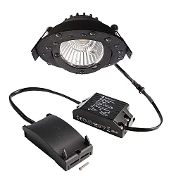 Proyector empotrado DIONE IP44 DIM 830 giratorio, con cable a través de IP44, negro regulable