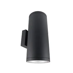 Foco para fachadas SHORELINE PRO ROUND 140 UP&DOWN de 2 llamas, redondo, CCT Switch IP65, plomo oscuro regulable