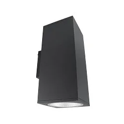 Foco para fachadas SHORELINE PRO SQUARE 140 UP&DOWN de 2 llamas, angular, CCT Switch IP65, plomo oscuro regulable
