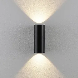 Luminaria de pared para exteriores CAN OUTDOOR UP & DOWN Arriba-Abajo, de 2 llamas, cilíndrico, rígido GU10 IP65, negro