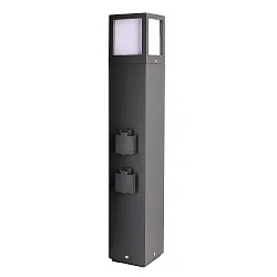 Columna de alimentación FACADO SOCKET 65 doble, corto, con iluminación, conmutable E27 IP54, plomo oscuro 