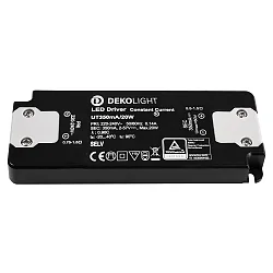 Alimentador LED FLAT CC UT350mA/20W corriente constante, negro