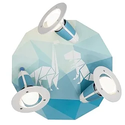 Luminaria de techo DINOS de 3 llamas E14, azul