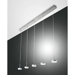Luminaria colgante DUNK de 5 llamas IP20, aluminio cepillado regulable