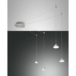 Fabas Luce ISABELLA LED Pendant luminaire 4 pendulums, nickel satin / chrome / aluminum