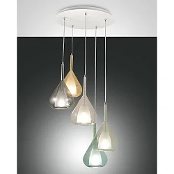 Luminaria colgante LILA de 5 llamas E27 IP20, blanco 