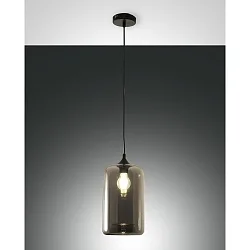 Luminaria colgante SILO cilíndrico, ajustable E27 IP20, color humo, negro regulable