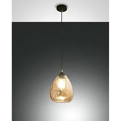 Luminaria colgante GISELLA pequeño, redondo E27 IP20, color ámbar, negro regulable