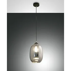Luminaria colgante INFINITY pequeño, redondo E27 IP20, color humo, negro regulable