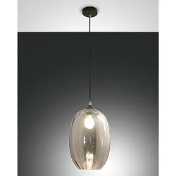 Luminaria colgante INFINITY grande, redondo E27 IP20, color humo, negro regulable