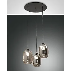 Luminaria colgante INFINITY de 3 llamas E27 IP20, color humo, negro regulable