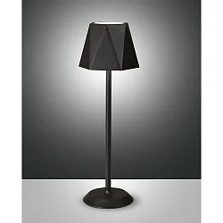 Lámpara de mesa a pilas KATY Arriba-Abajo, con conexión USB, con regulador táctil IP54, negro regulable