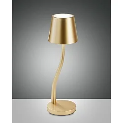 Lámpara de mesa a pilas JUDY Arriba-Abajo, con conexión USB, con regulador táctil IP54, dorado mate regulable