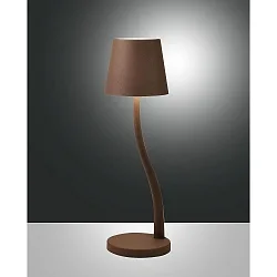 Lámpara de mesa a pilas JUDY Arriba-Abajo, con conexión USB, con regulador táctil IP54, marrón oxidado regulable