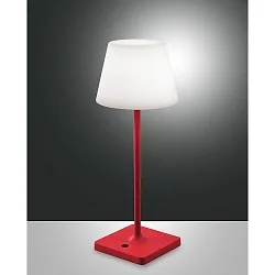 Lámpara de mesa a pilas ADAM con conexión USB, con regulador táctil IP44, rojo regulable