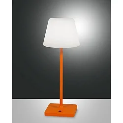 Lámpara de mesa a pilas ADAM con conexión USB, con regulador táctil IP44, naranja regulable