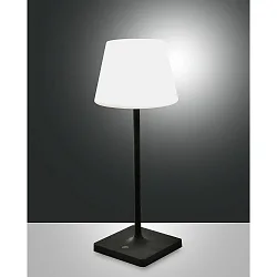 Lámpara de mesa a pilas ADAM con conexión USB, con regulador táctil IP44, plomo oscuro regulable