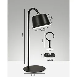 Luminaria con batería ARMANDA IP54, negro regulable