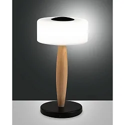 Luminaria de mesa ELEA IP20, roble, negro regulable