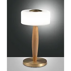 Luminaria de mesa ELEA IP20, roble, latón satinado regulable