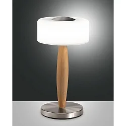 Luminaria de mesa ELEA IP20, roble, níquel satinado regulable