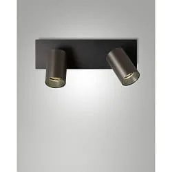 Bar de la luz FLORES de 2 llamas, lang GU10 IP20, gris, gunmetal regulable