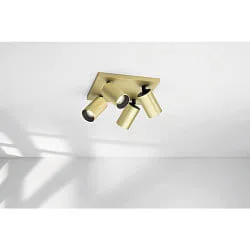 spot FLORES 4 flames, square GU10 IP20, black, satined brass dimmable