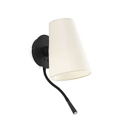 Luminaria de pared LUPE E27 IP20, beige, negro 