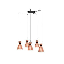 Luminaria colgante RETRO de 5 llamas E14 IP20, color cobre, mate 