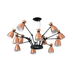pendant luminaire RETRO 12 flames E14 IP20, copper, mat 