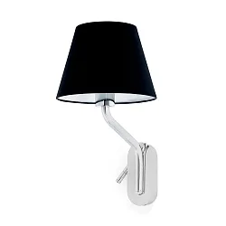 Luminaria de pared ETERNA E27 IP20, cromo, negro 