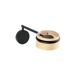 wall luminaire LOOP LED IP20, black matt, ash wood 