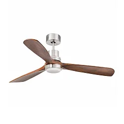 Ventilador de techo LANTAU L con mando a distancia IP20, níquel mate, color nogal
