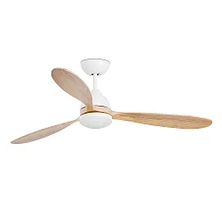 Ventilador de techo POROS L con mando a distancia IP20, blanco mate, pino