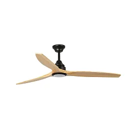 Ventilador de techo ALO CCT con mando a distancia IP20, negro mate, pino
