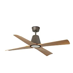 Ventilador de techo TYPHOON M con mando a distancia IP44, marrón, arce