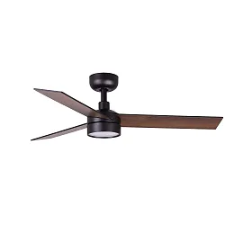 Ventilador de techo RUDDER S con mando a distancia IP20, negro mate, color nuez