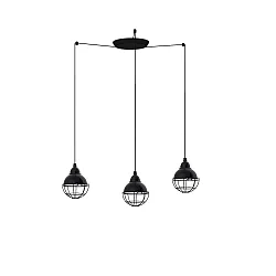 pendant luminaire CLAIRE 3 flames E27 IP20, black glossy 