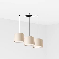 Luminaria colgante CONGA de 3 llamas E27 IP20, beige, negro mate 