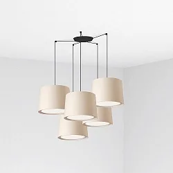 Luminaria colgante CONGA de 5 llamas E27 IP20, beige, negro mate 