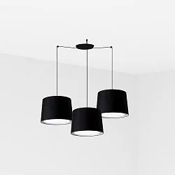 Luminaria colgante CONGA de 3 llamas E27 IP20, negro mate 