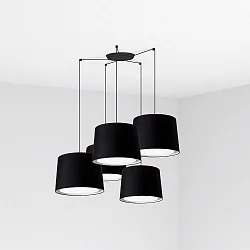 Luminaria colgante CONGA de 5 llamas E27 IP20, negro mate 