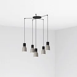 Luminaria colgante KOMBO de 5 llamas E27 IP20, gris, negro mate 
