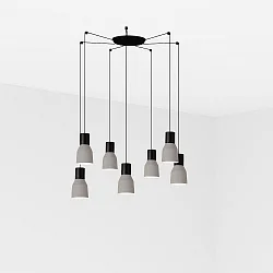 Luminaria colgante KOMBO de 7 llamas E27 IP20, gris, negro mate 