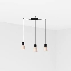 Luminaria colgante KOMBO de 3 llamas E27 IP20, beige, negro mate 