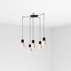 Luminaria colgante KOMBO de 5 llamas E27 IP20, beige, negro mate 