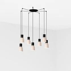 Luminaria colgante KOMBO de 7 llamas E27 IP20, beige, negro mate 